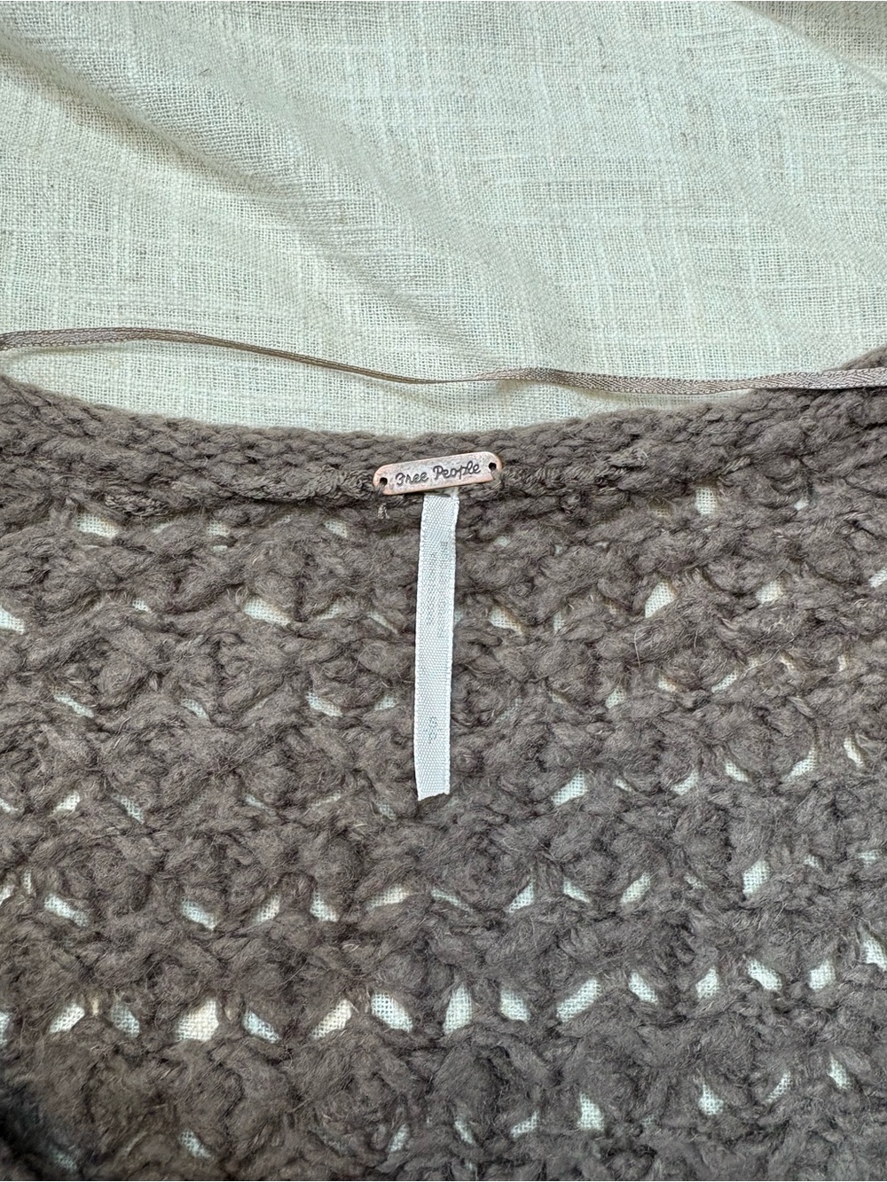Free People Crashing Waves Pullover Sweater Sz Small Cocoa Brown Open Knit Boho - Picture 5 of 7
